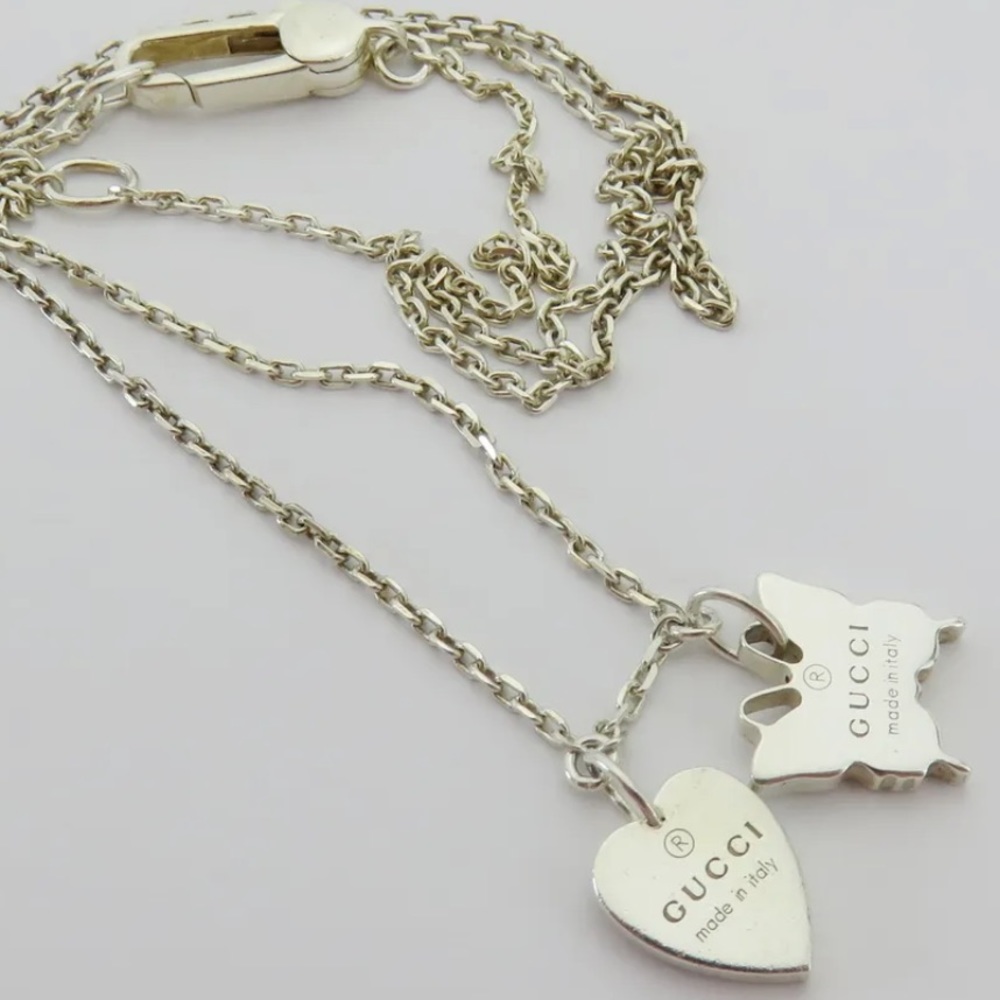 Gucci Heart ❤️ and 🦋 Butterfly Luxury Sterling Silver Necklace